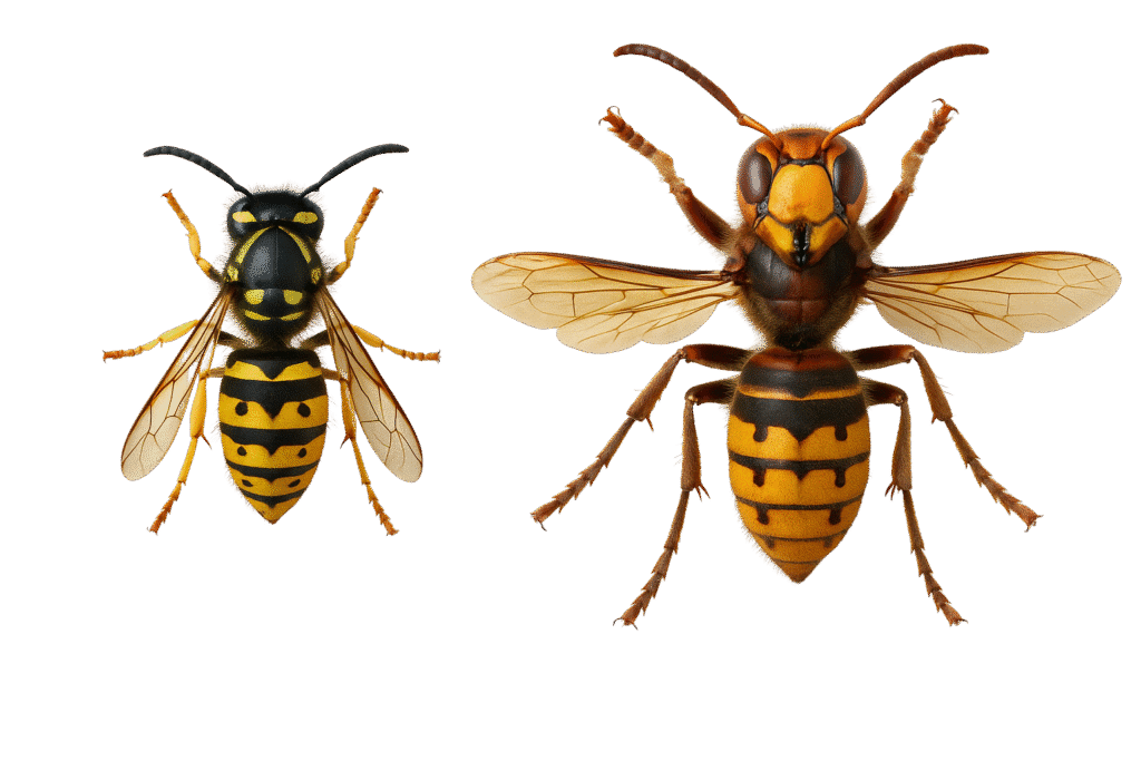 Vanlig geting och bålgeting sida vid sida för jämförelse